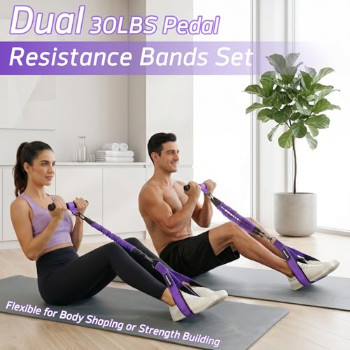 Upgraded Pedal Resistance Band with Handle | Natural Rubber Foot Pedal Resistance Bands, Multifunction Fitness Bands for Abdomen, Waist, Arm, Leg, Pilates