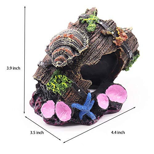 Small Cute Barrel Fish Tank Decorations Aquarium Hideaway Cave House with Shell