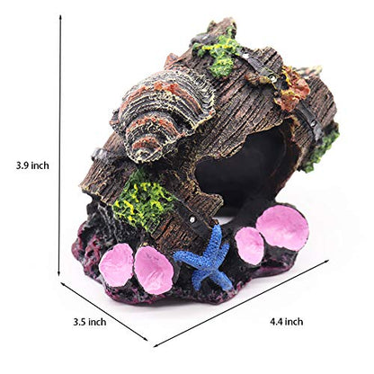Small Cute Barrel Fish Tank Decorations Aquarium Hideaway Cave House with Shell