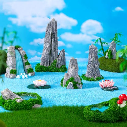 8Pcs Simulated Rockery Decor, Miniature Bonsai Rock Decorations for Micro Landscape Terrarium Accessories Tabletop Garden Ornament