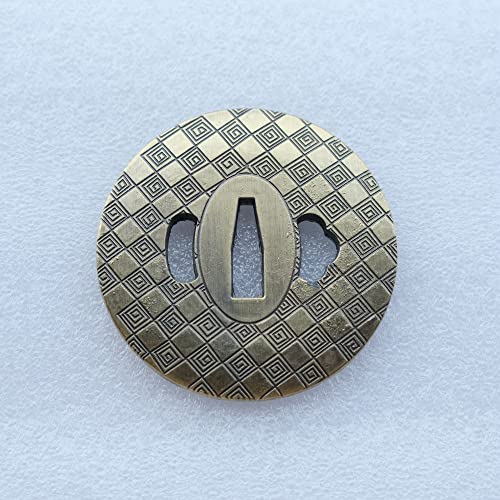 Japanese Katana Sword Guard (Tsuba) - Hand-Forged Alloy Samurai Tsuba 3.2", Authentic Iaido Accessory for Sword Collection, Durable Fitting Model 051-063 - color: 063HJ