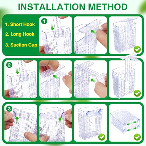 2026 Latest Upgraded Aquarium Plant Holder Adjustable Height with Extendable Hook and Suction Cup for Fish Tank Aquaponic Plant Cultivation and Aquascape Accessories Decorations (2 Pack) Transparent