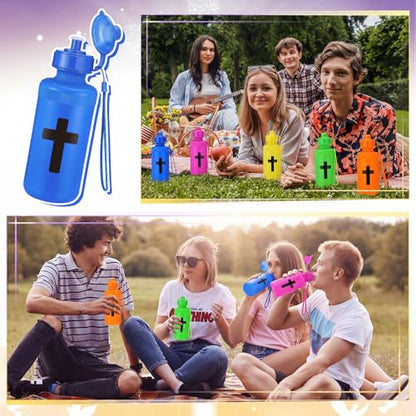 Bokon 18 Pack Church Cross Theme Water Bottles Bulk Sunday School Gift - style: Christian