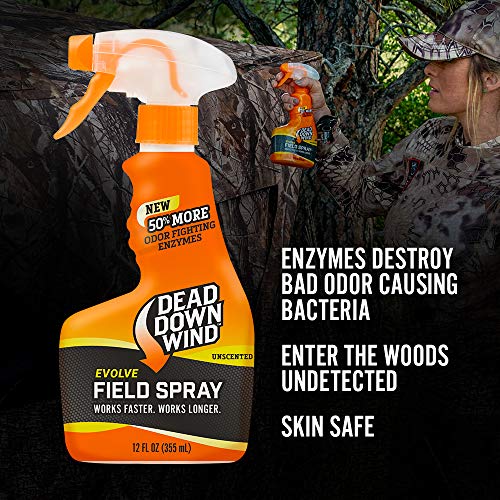 Dead Down Wind Evolve 3D Field Spray, Unscented Hunting Spray for Odors, Hunting Accessories, Clothes, and Gear, 12oz Refill & Spray Bottle