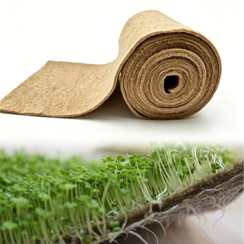 1 Roll 10" x 240" Microgreen Growing Trays Mat, Jute Fiber Grow Mats, Natural Fiber Grow Kit for Germination Tray, Perfect for Sprout Wheatgrass, Bean Sprouts, Hydroponic Seed Growing - size: 10" X 240"