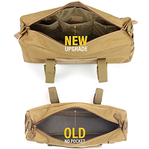 WYNEX Large Molle Pouch, Side Admin Sustainment Pouch for Tactical Backpack | Molle Attachments Bag, Vertical Pack for Military Assault Backpack Army Rucksack, with Shoulder Strap for Use as Sling Bag - color: Khaki (upgraded)