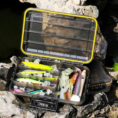 RUNCL Fishing Tackle Box, Waterproof Tray for Jigs Lures, Thicker Floating Tackle Utility Box with Adjustable Dividers, 3600/3700/Large 3700 Size - color: 3600+Deep 3700