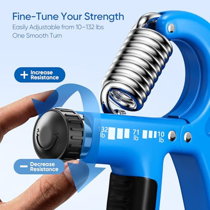FitBeast Grip Strength Trainer 2 Pack – Adjustable Hand Grip Strengthener for Strength Training & Rehabilitation, 10-132 lbs Resistance Forearm Strengthener, Ideal for Athletes, Rehab, Office - color: Light Blue