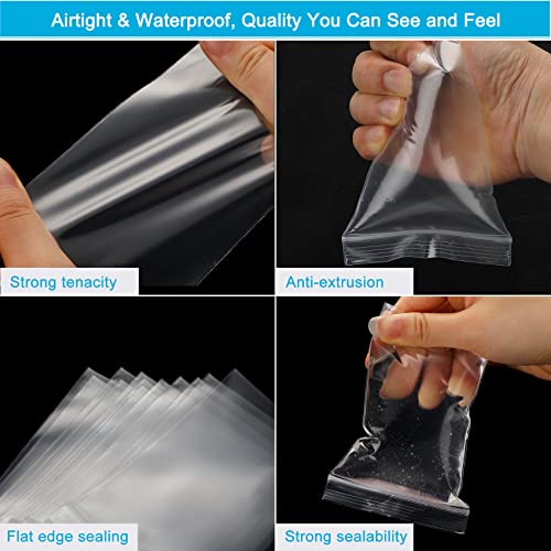 2''x 3'', (Pack of 200) Small Clear Poly Zipper Bags, Reclosable Zipper Lock Storage Plastic Bags for Jewelry, Beads, Screws & Small Items - size: 2" x 3"