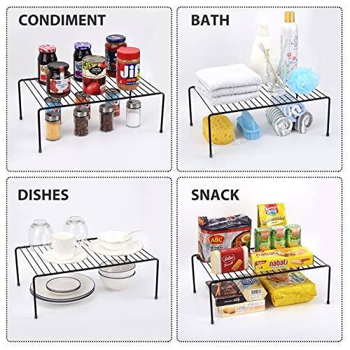 Large Cabinet Storage Shelf Rack (16.1 x 10.2 Inch), Kitchen Counter Organizer, Fridge and Bathroom Cupboard Storage Rack (Black, 2) - color: Black