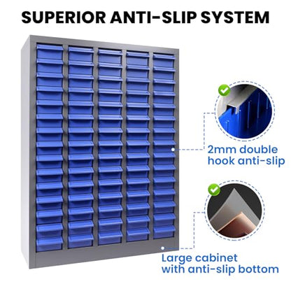 75 Drawer Heavy Duty Parts Cabinet, Stainless Steel Frame|ABS Drawers with Labels/Divider, 550Lbs Nut Bolt Screw Organizer for Workshop, Garage, Hardware Storage - size: Parts Cabinet：26" X 9" X35 inch