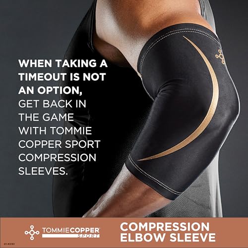 Tommie Copper Elbow Compression Sleeve, 15-20 mmHg (S/M, Black) - size: Small /Medium