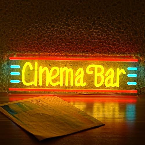 Cinema Bar Neon Sign Movie Theater Neon Light Dimmable Bar LED Light Up Sign Popcorn Theater Neon Light up Sign for Man Cave Cinema Cafe - style: Cinema Bar