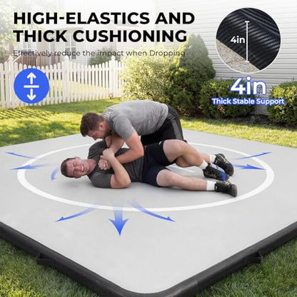 Wrestling Mat Inflatable 8x8/ 10x10 FT Flodable Jiu Jitsu Mats Portable 4” for Home Training, BJJ, MMA, Grappling, Judo, Martial Art, Boxing Indoor Outdoor - size: 13 ft x 13 ft x 4 in