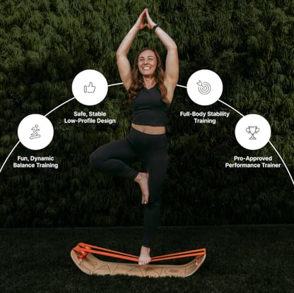 GIBBON SlackBoard, Balance Board Kids & Adults, Slackline Balance Trainer - color: Waves with Stand