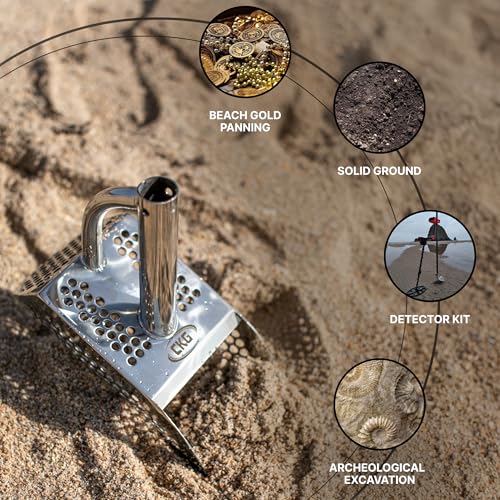 Sand Scoops for Beach Metal Detecting Stainless Steel Beach Metal Detecting Shovel Underwater Treasure Hunting, Metal Detector Accessories(Bag + Scoop + Carbon Fiber Handle), (Diving + Handle) - size: Diving + Handle