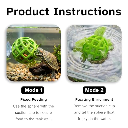 Turtle Feeding Ball with Suction Cup, Silicone Foraging Toy, Interactive Turtle Tank Feeder for Veggies and Treats, Betta Hammock Shrimp Shelter and Aquarium Decors for Small Aquarium Pets