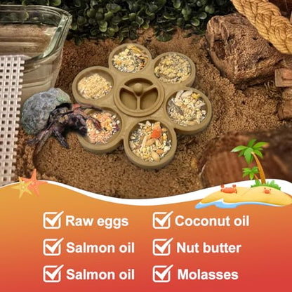2 Pcs Hermit Crab Food Dish, 9 Grids Food & Water Bowl, Hermit Crab Tank Accessories