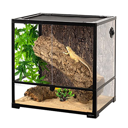 REPTIZOO 45 Gallon Glass Reptile Terrarium 24" x 18" x 24" Knock-Down Reptile Tank with Double Hinge Door and Top Screen Ventilation Easy Assembly Terrarium