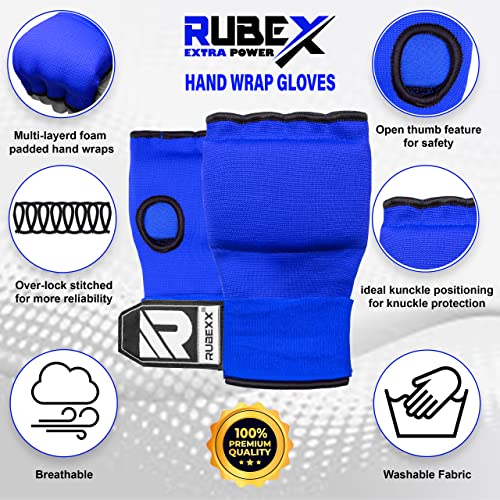 Slip on Boxing Hand Wraps Padded Thick Knuckle Inner Gloves 36 inches Elastic Wrist Strap Quick Wrap Under Mitts for Martial Arts, Muay Thai, MMA, Kickboxing Men Womem - color: Blue, size: Small