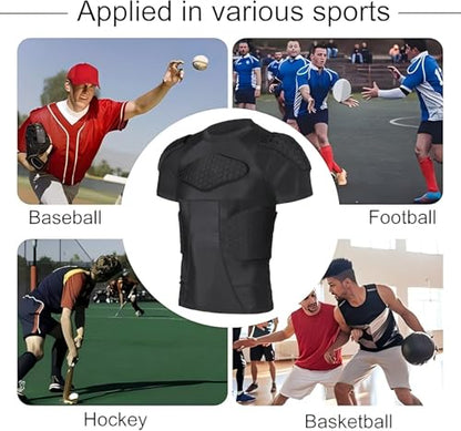 Men’s Football Padded Compression Shirt, Chest & Rib Protection - size: X-Large