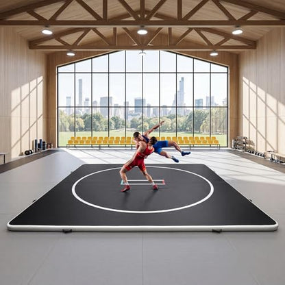 Inflatable Wrestling Mat 13FT x 4IN, PVC Portable Wrestling Mats for Home, 4" Thick Jiu Jitsu Mats with Circles for Wrestling, Martial Arts, Jitsu, BJJ, Boxing, MMA, Judo Indoor Outdoor Use