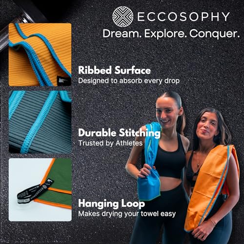 ECCOSOPHY Microfiber Beach Towel, Quick Dry Gym Towel, Sand Free, 40x20 - color: Black, size: Small (40"x20")