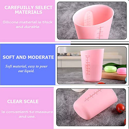 1 Pack Soft Silicone Measuring Cups with Marked 250ml, Flexible Extruded and Poured Double Scale Baking Cups - for Cooking, Resin Mixing, Coffee,Butter, Chocolate, or DIY Projects (Pink)