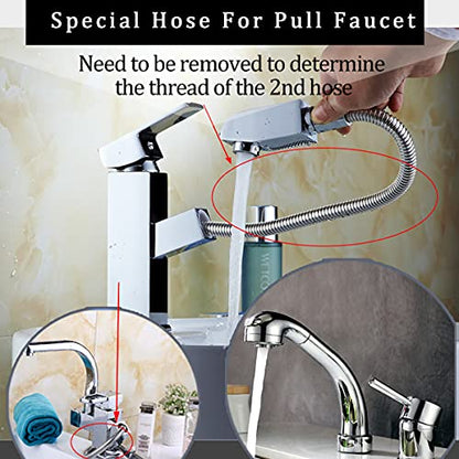Kitchen 118-Inch or 300CM Pull Down Sink Faucet Replacement Pull Out Spray Head Hose Stainless Steel (Electroplating, 3 meters)