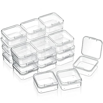 SATINIOR 24 Packs Small Clear Plastic Beads Storage Containers Box with Hinged Lid for Storage of Small Items, Crafts, Jewelry, Hardware(1.7 x 1.7 x 0.8 Inches) - size: 1.7 x 1.7 x 0.8 in