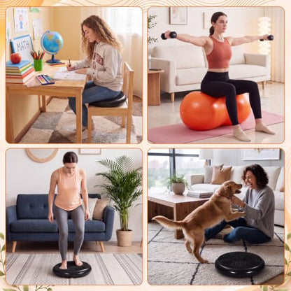 2 Pcs Peanut Ball and Wobble Cushion with Pump Set - color: Black