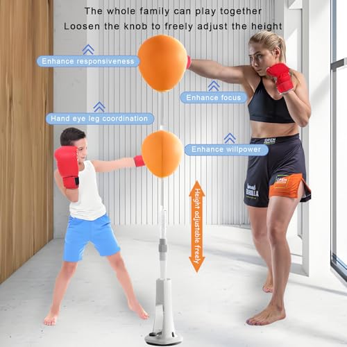 Reflex Bag, Punching Bag with Stand, Boxing Bag for Teens and Adults,Adjustable Boxing Ball with Suction Cup Base,Suitable for Fitness,Family Parent-Child Training Sports