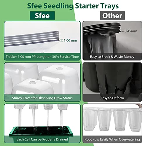 10 Pack Seed Starter Tray Kit, 120 Cells Seedling Starter Trays with Humidity Dome and Base Greenhouse Growing Trays, Reusable Seed Germination Seedling Tray with Garden Tools Labels (Green) - color: Green, size: 10 pack