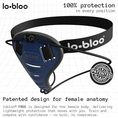 lobloo Free Female Patented Athletic Pelvic Cup Protection for the Close-up Sports and Stand up Activity Like MMA, Grappling, BJJ, Krav MAGA, Horse Riding, MTB, BMX. One Size +9yrs