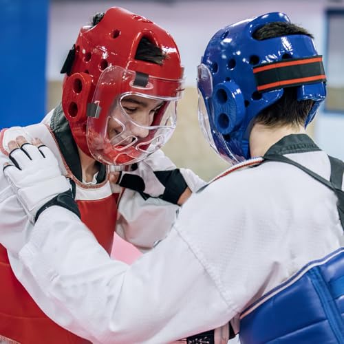 Toddmomy Clear Taekwondo Face Shield Plastic Boxing Headwear 8.8x8.2in | Detachable Sparring Headgear, Breathable Karate Guard, Impact Resistant, For MMA Kickboxing Training, Youth And Adult Fit
