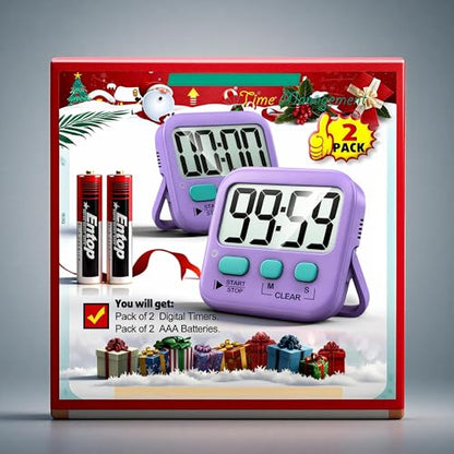 Antonki 2 Pack Digital Timer for Kids Classroom Kitchen Timers for Cooking - color: Fresh Purple