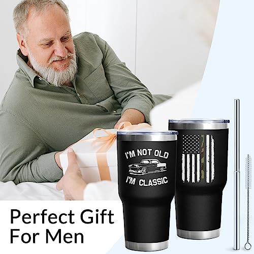 Dad Gifts for Men 30 Oz I'm Not Old I'm Classic Cup Tumbler Coffee Mug with Lid and Straw Mens Father's Day, Christmas and Birthday Gifts Idea 50th 60th 70th 80th - color: I'm Not Old-01