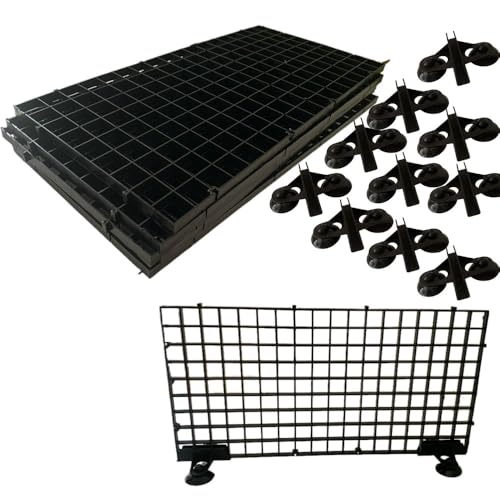 5 Pcs Aquarium Divider Tank Divider Panel Adjustable Plastic Bottom of Fish Tank Isolation for Shrimp Guppy Separation Easy to Cut Install with 10 Pcs Sucker (Black) - color: Black