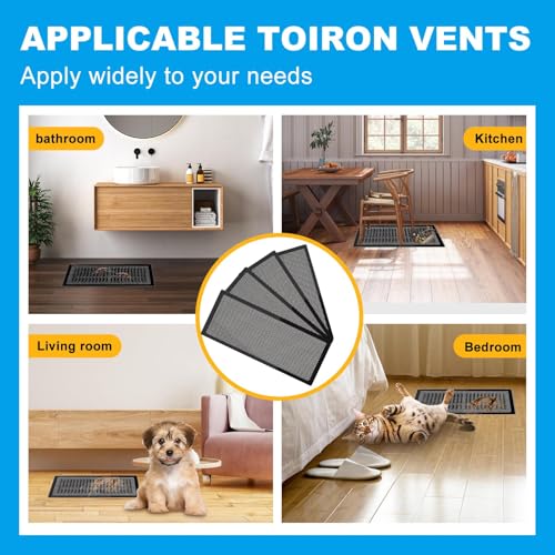 4 PCS DIY Magnetic Vent Covers-13.8" x 11.8" Customizable Air Register with Easy-to-Cut Mesh & Magnetic Strips, Create Perfect Fit for Floor/Wall/Ceiling Vents, Ideal for Custom Home Vent Solutions.