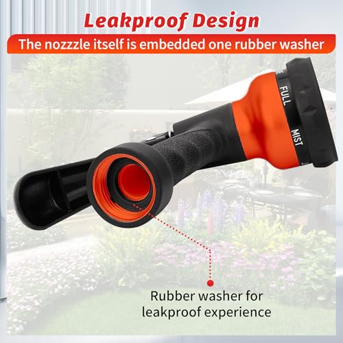 AUTOMAN-Garden-Hose-Nozzle, 2 Pack ABS Water Spray Nozzle with Heavy Duty 7 Adjustable Watering Patterns,Slip Resistant for Watering Plants,Lawn& Garden,Washing Cars,Cleaning, Orange - color: Orange ×2