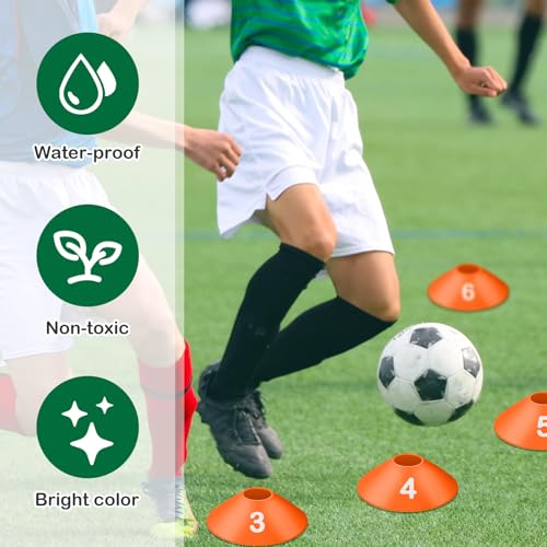 10 Pcs Numbered Sports Disc Cone with Mesh Carry Bag - color: Orange