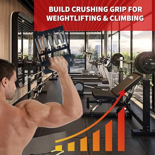 Solid Metal Hand Grip Dynamometer Hand Grip Strength Tester 165lb Adjustable Grip Strength Trainer with 5 Heavy Duty Springs,Professional Forearm & Finger Exercise Equipment for Athletes,Gym & Home Workouts