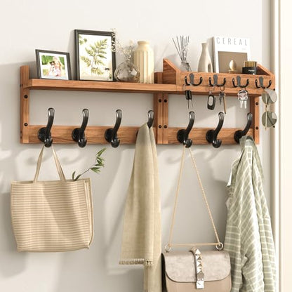 Evermagin 29" Coat Rack Wall Mount with Shelf & 11 Hooks, Entryway, Brown - color: Brown, size: 29 inch