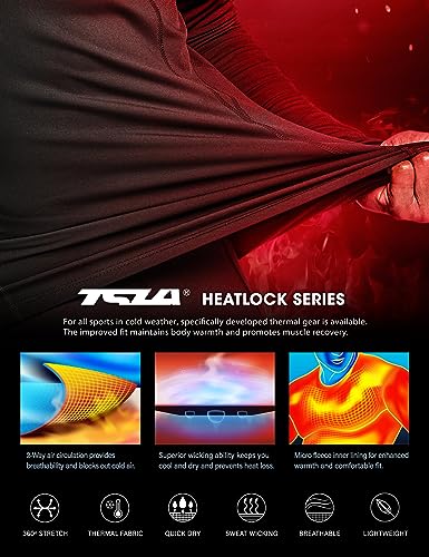 TSLA Men's Thermal Long Sleeve Compression Shirts, Mock/Turtleneck Winter Sports Running Base Layer Top - color: Mock Neck Black, size: Small