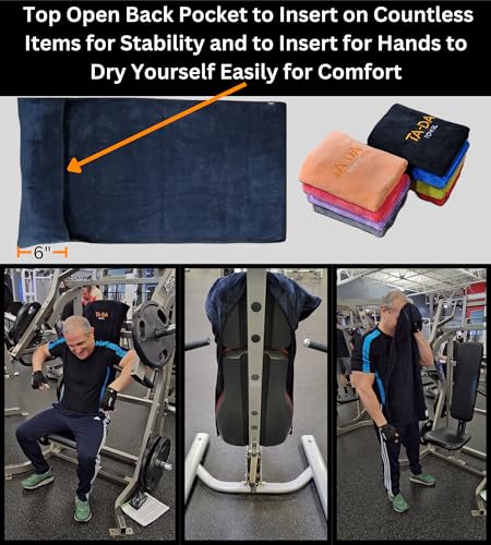 TA-DA Microfiber Towel | Back Pocket Insert on Hands and Fitness Items for Convenience. Sports Fitness Gym Workouts Yoga Pickleball Volleyball Hiking Etc. | 17" Inch X 32" Inch | 6 Pack | Black - color: Black