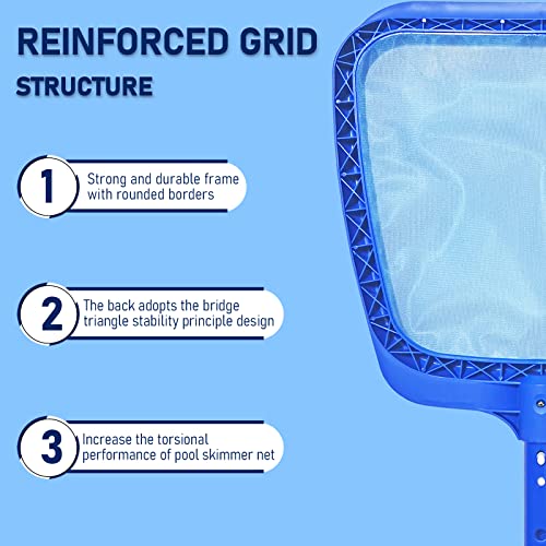 Heavy Duty Swimming Pool Leaf Skimmer Net with Strong Reinforced Handle for Cleaning Swimming Pools, Hot Tubs, Spas and Fountains - size: Pool Skimmer