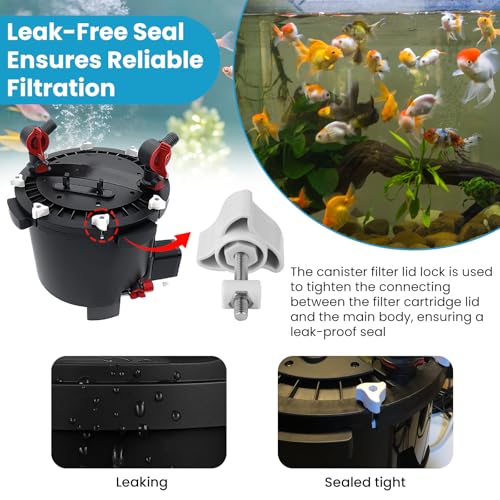 ETZ 2 Kit Canister Filter Lid Fastener Compatible with Fluval FX4/FX5/FX6 Filter, Lid Fastener Locking Nut Replacement Parts A20215, for Aquarium Filter Lid Locking, Secure Fit