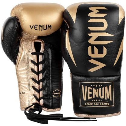Venum Hammer Pro Boxing Gloves - color: Black/Gold, size: 8oz XL, style: Laces