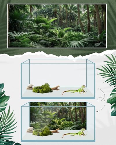 4 Pcs 30 x 11.8'' Reptile Tank Background 20/30 Gallon Polyester Tropical Rainforest Bearded Dragon Terrarium Background Decor for Crested Gecko, Python Regius, Tree Frogs, Chameleon