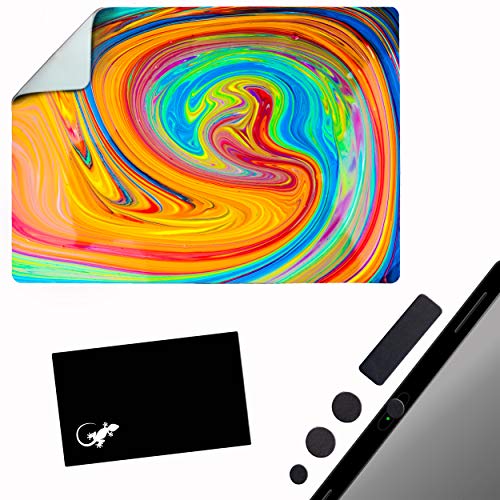 Mouse Pad Adhesive Bottom - Sticks to Any Surface - Portable - Webcam Covers and Screen Cleaner Included (Color Swirl) - color: COLOR SWIRL